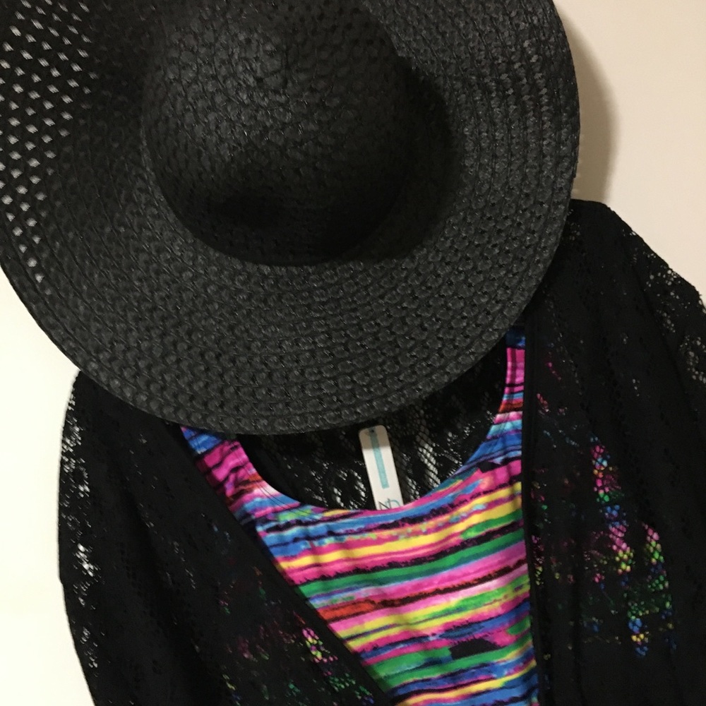 One piece bathing suit/sexy cover up/floppy hat